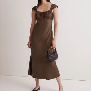 Madewell Square-Neck Midi Dress - Expedition Green